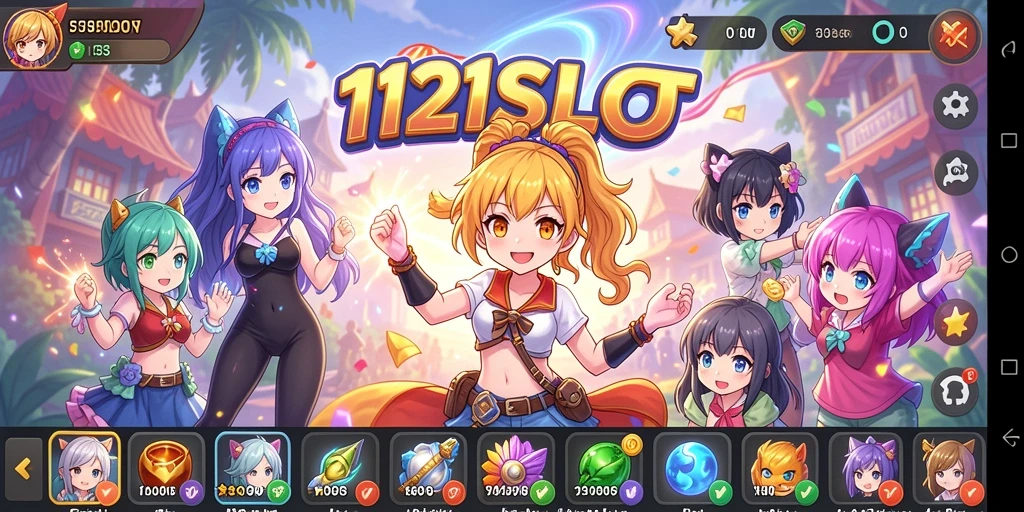 Tampilan gameplay menarik dan karakter anime ikonik di 1121SLOT.