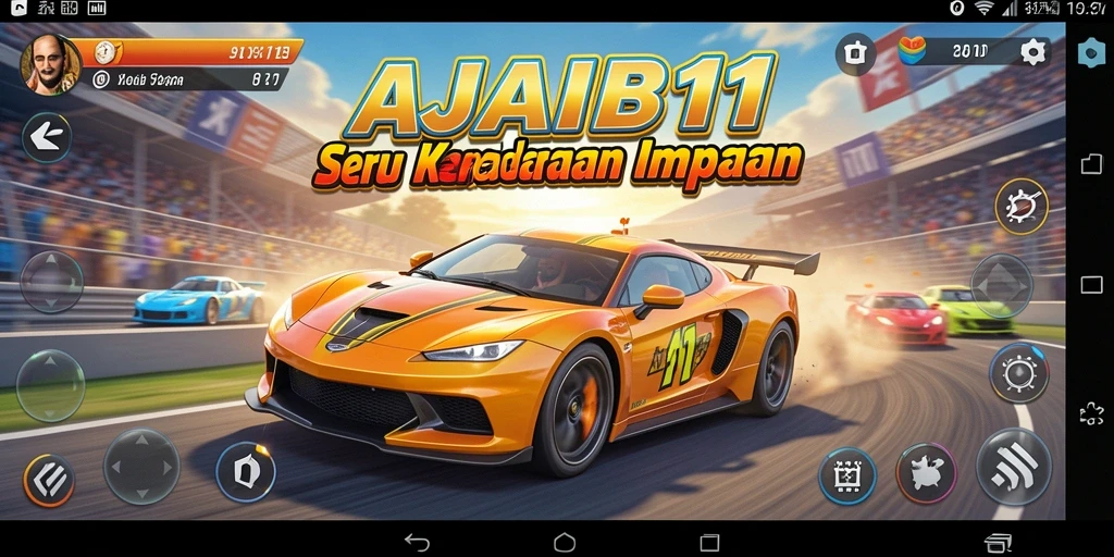 Gameplay balapan seru AJAIB11 di berbagai trek menantang.