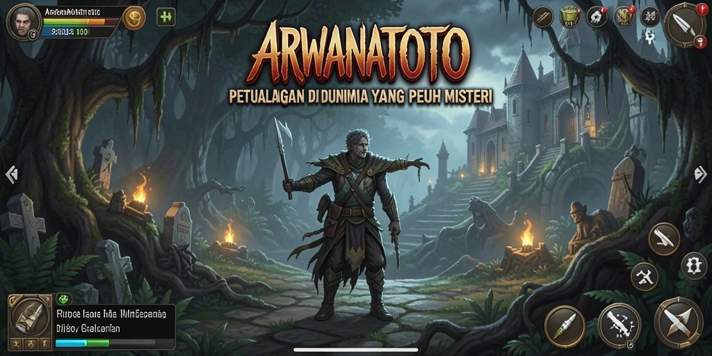 Tampilan gameplay ARWANATOTO yang penuh aksi dan penjelajahan.