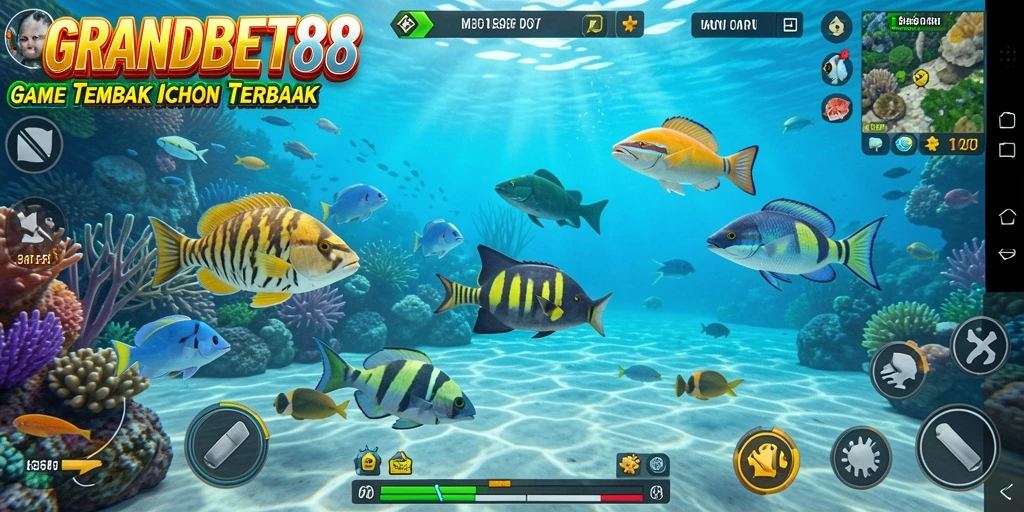 Tampilan seru dari gameplay Tembak Ikan di GRANDBET88.