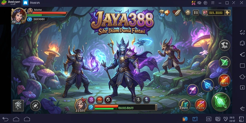 Screenshot menampilkan pertarungan epik dalam dunia fantasi JAYA388.