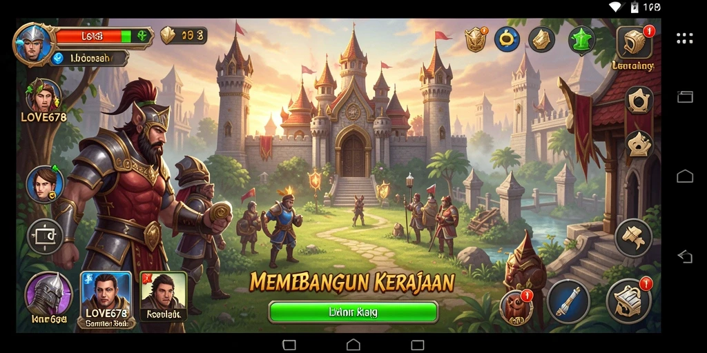 Gameplay LOVE678 yang menarik dengan berbagai strategi membangun kerajaan.