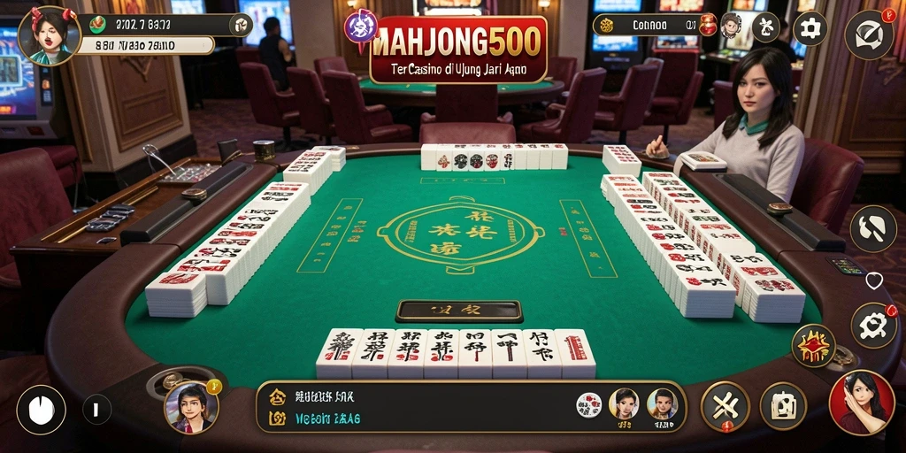 Tampilan gameplay seru MAHJONG500 dengan dealer langsung.